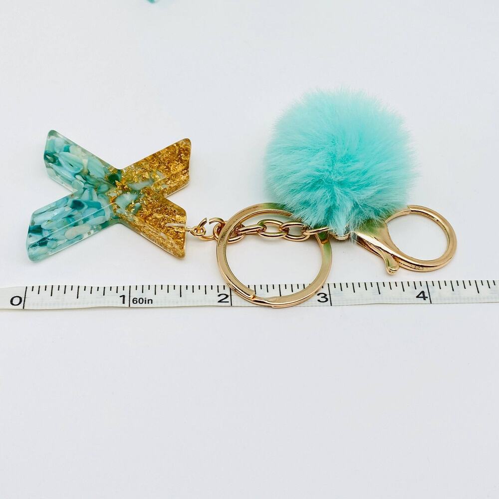 Resin Letters Teal Keychain - Picture 3 of 4